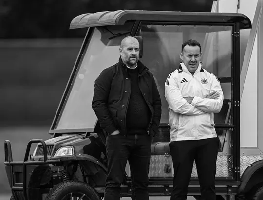 Newcastle United Sporting Director Paul Mitchell takes in training